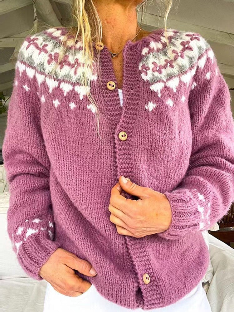 Virna Cardigan Donna con Girocollo con Bottoni a Maniche Lunghe, foto 1