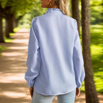 Vitalba Camicia Donna con Collo Classico con Bottoni e Volant, foto 6