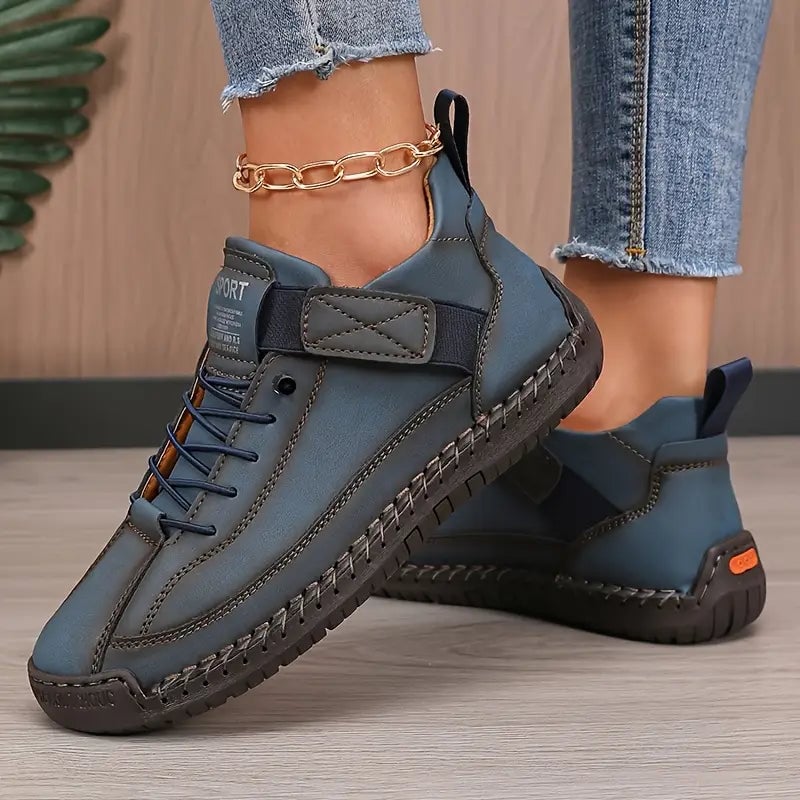 Viviana Sneakers Donna con Lacci e Suola Piatta in Blu Scuro, foto 1