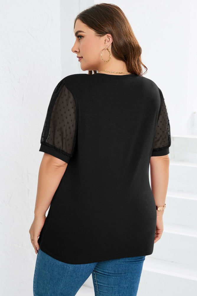 Wanda Blusa Donna con Scollo a V con Maniche a Sbuffo e Rete, foto 8