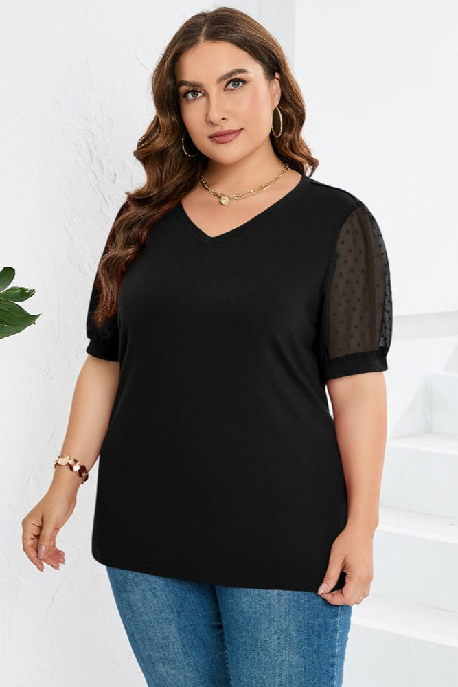Wanda Blusa Donna con Scollo a V con Maniche a Sbuffo e Rete, foto 9