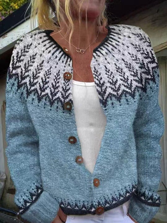 Zefira Cardigan Donna con Girocollo con Bottoni a Maniche Lunghe, foto 1