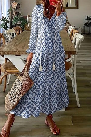 Zelia Abito Donna con Scollo a V in Lunghezza Maxi e Stampa Floreale, foto 3