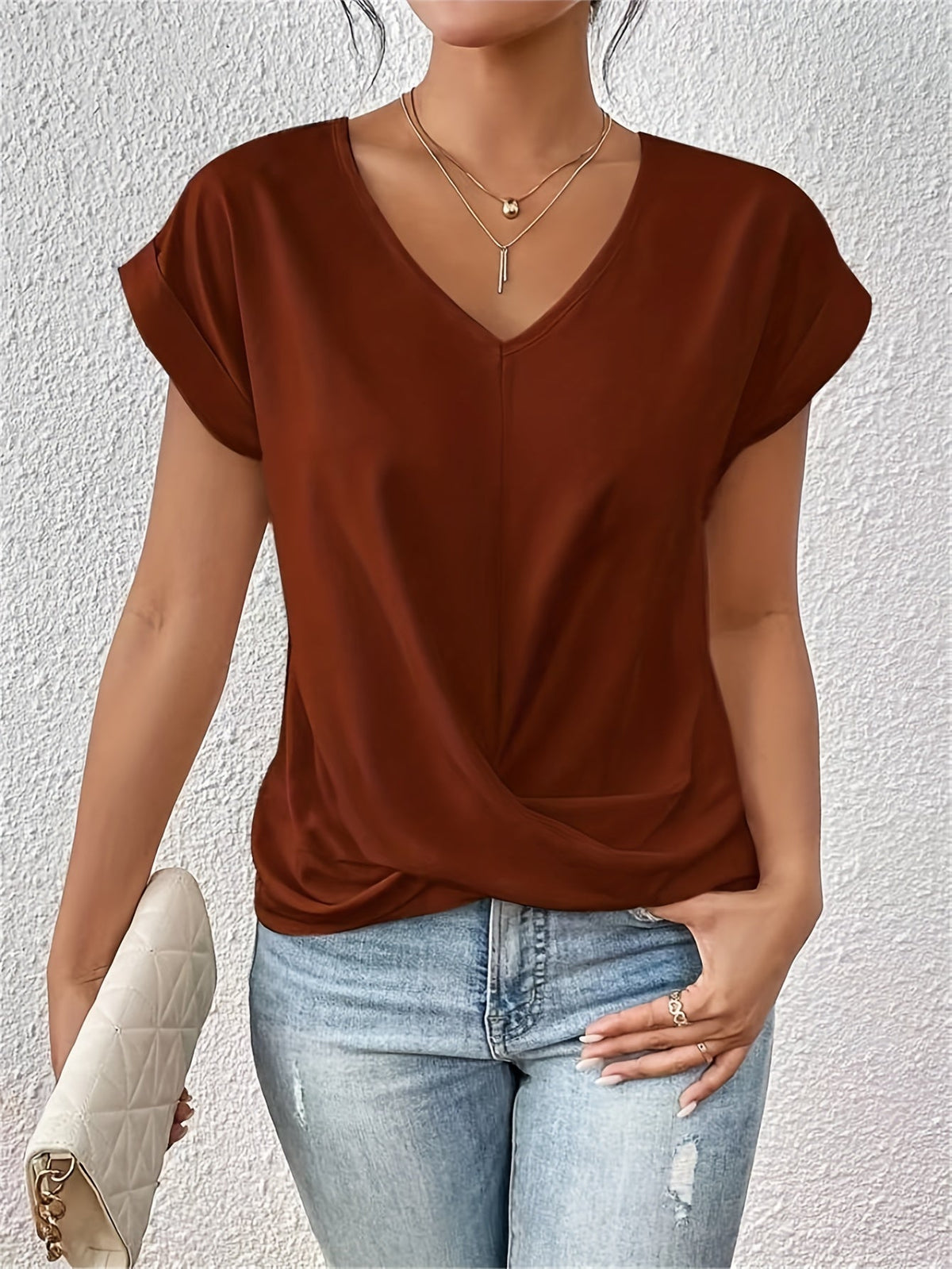 Zoraide Camicia Donna dalla Vestibilità Morbida con Scollo a V, foto 4